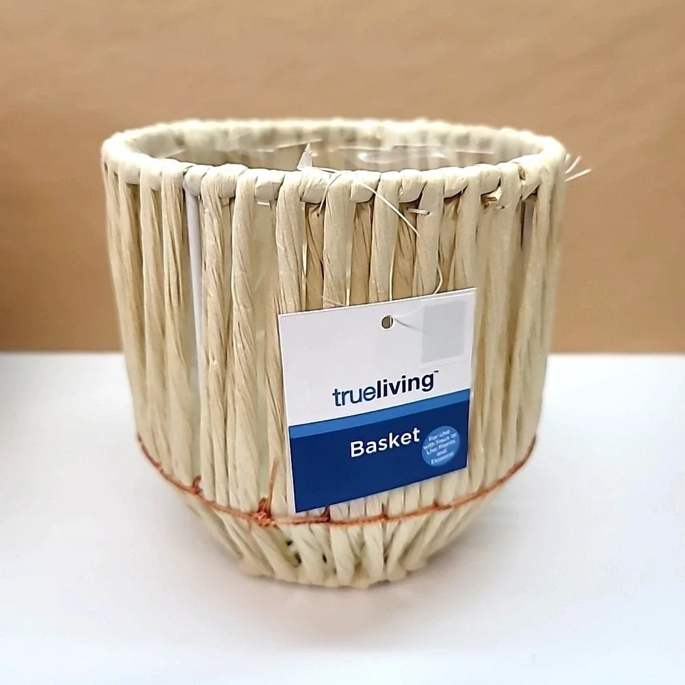 Set Of 3 Plastic Lined Natural Color Raffia Planter Baskets-6